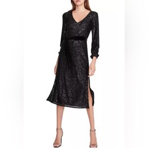 Betsey Johnson Black Sequin Long Sleeve Dress, Great Condition! Stretchy, Comfy!